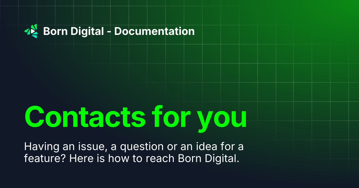 Contacts for you | Born Digital - Documentation