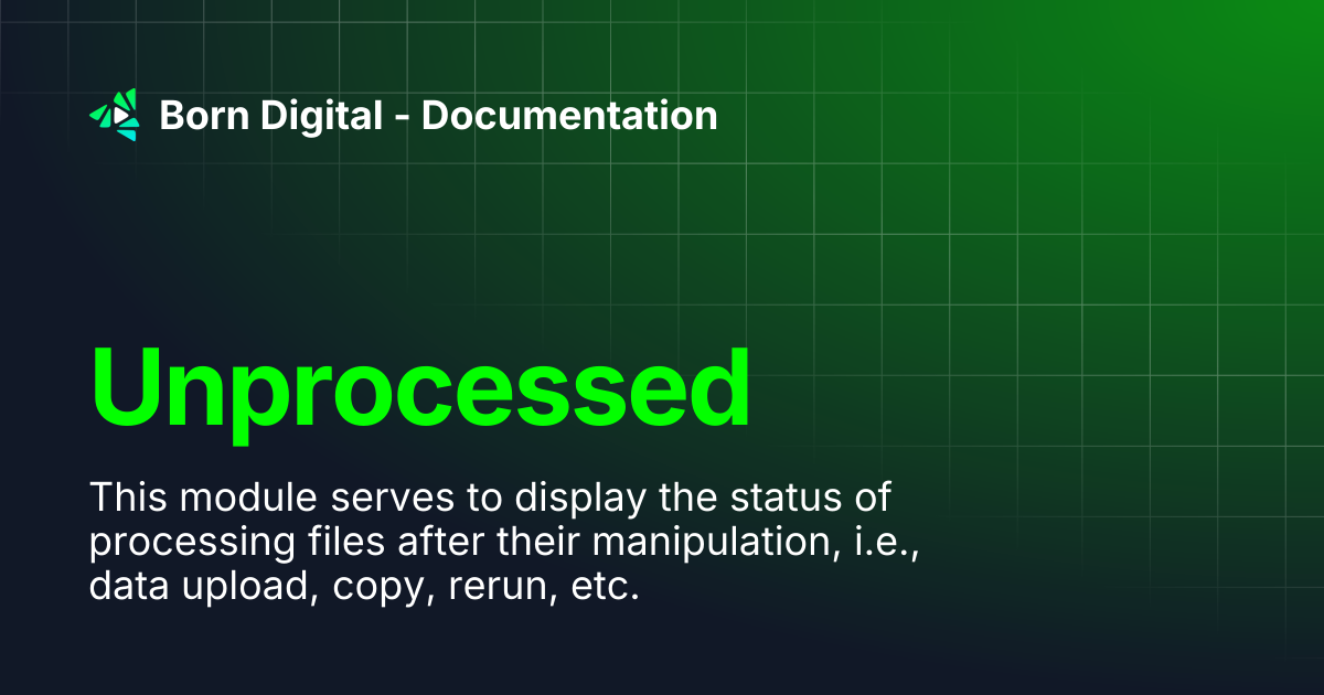 Unprocessed | Born Digital - Documentation