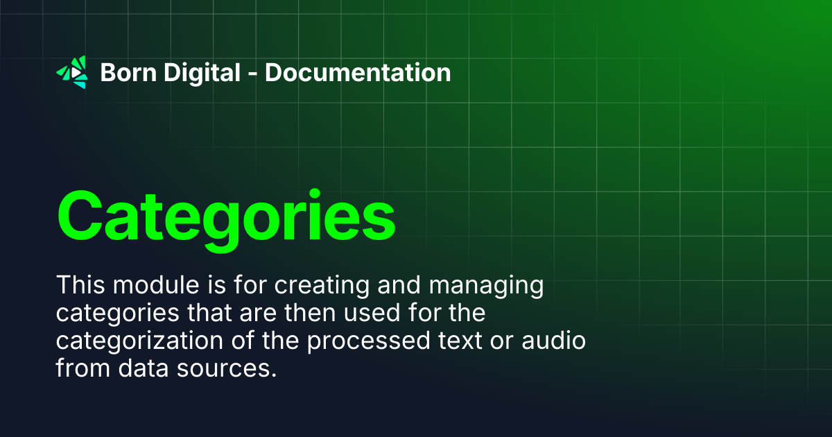 Categories | Born Digital - Documentation